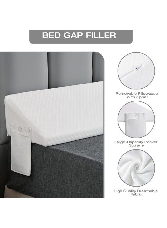 MIDLADE Twin Size Bed Wedge Pillow Headboard Wedge Pillow Mattress Wedge Bed Gap Filler Pillow Wedge,Close Gaps Between Mattress and Wall Dorm Bed Headboard Pillow Twin for Sleeping White Mattress Extender - Image 4