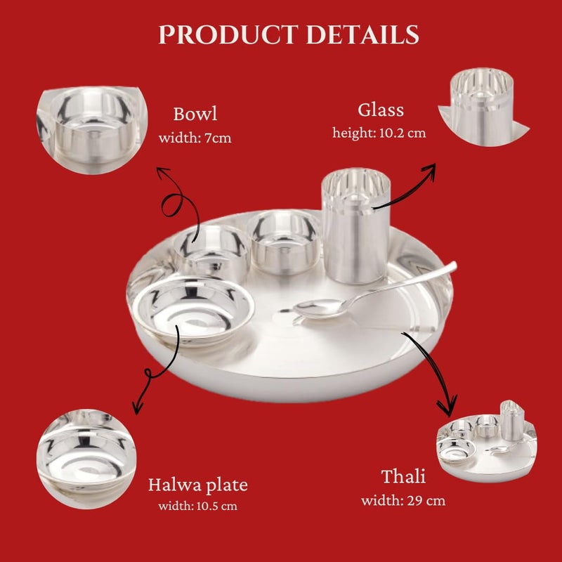 Silver Glow طقم عشاء عائلة آبل من سيلفروجلو من الفولاذ المقاوم للصدأ، طقم عشاء مطلي بالفضة لـ 4 أشخاص، طقم أدوات مائدة، هدية عودة زفاف ديوالي، طقم عشاء من الفولاذ، طقم عشاء من الفضة النقية، طقم عشاء فاخر أصلي - Image 5