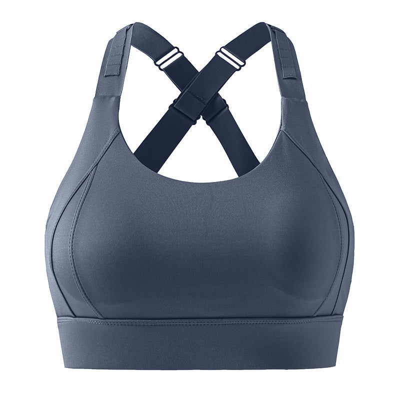 High-Strength Shockproof Sports Underwear Women'S Fixed Cup Can Be Worn Outside The Back Running Plus Size Chubby Girl Fitness Bra - Image 1
