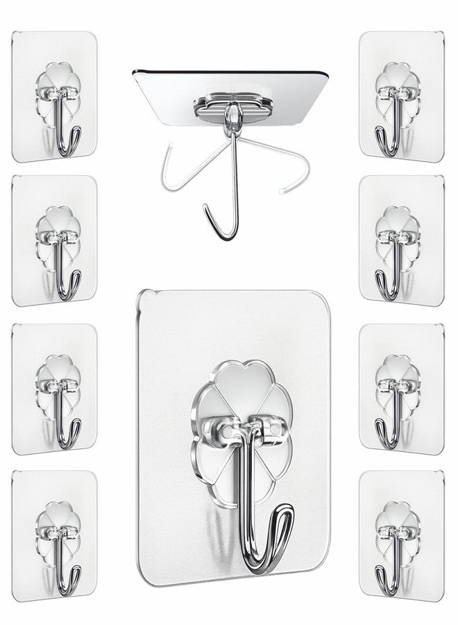JIALTO Adhesive Hooks 10 Pcs Transparent Adhesive Wall Hangings for Home Decoration | 5kg Weight Capacity | Wall Decor Hanging Products Kitchen Towel - Image 1