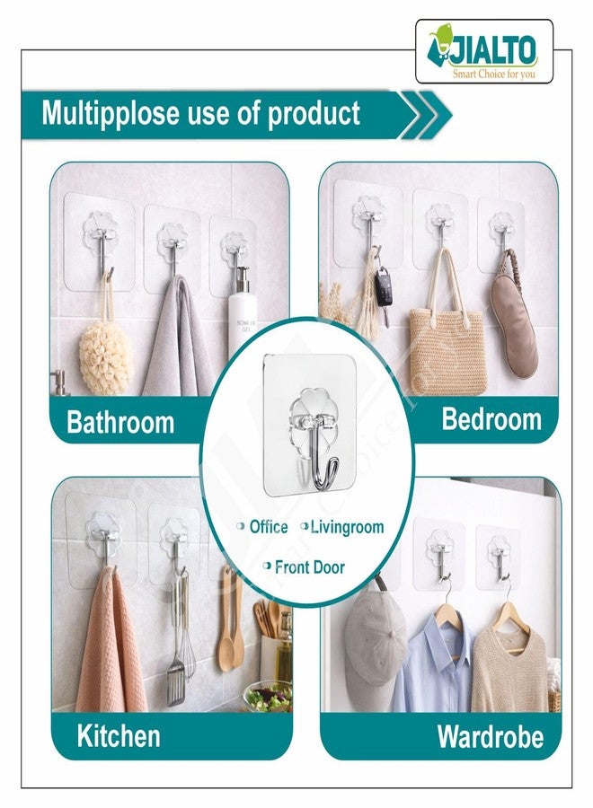 JIALTO Adhesive Hooks 10 Pcs Transparent Adhesive Wall Hangings for Home Decoration | 5kg Weight Capacity | Wall Decor Hanging Products Kitchen Towel - Image 4