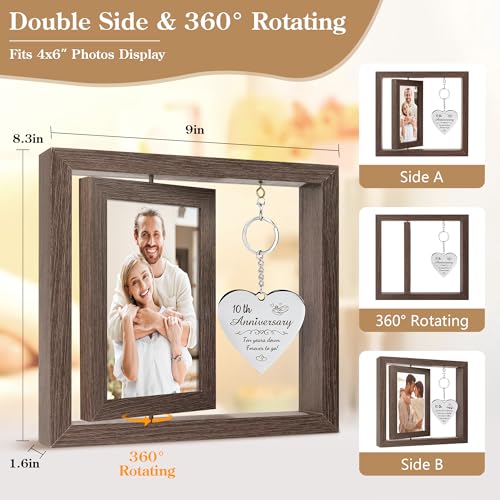 HELORAY 10 Year Anniversary Picture Frame Gifts for Couple 10 Year Anniversary Decorations Gifts for Wife 10 Year Gift Anniversary Customized Photo Frame Happy 10th Aniversario Decorations Gift for Him - Image 4