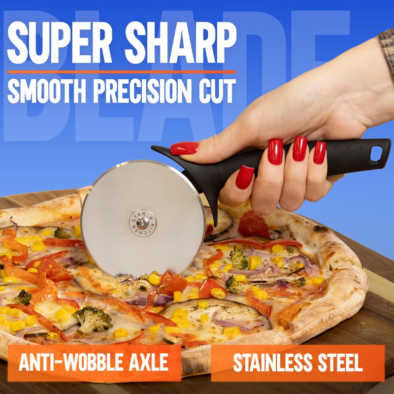 kitchen-star Kitchenstar Pizza Cutter Wheel - 304 Stainless Steel Slicer Knife With Super Sharp Blade  Anti-Wobble Axle Mechanism  Ergonomic Non-Slip Handle & Protective Cover  Dishwasher Safe - Image 3