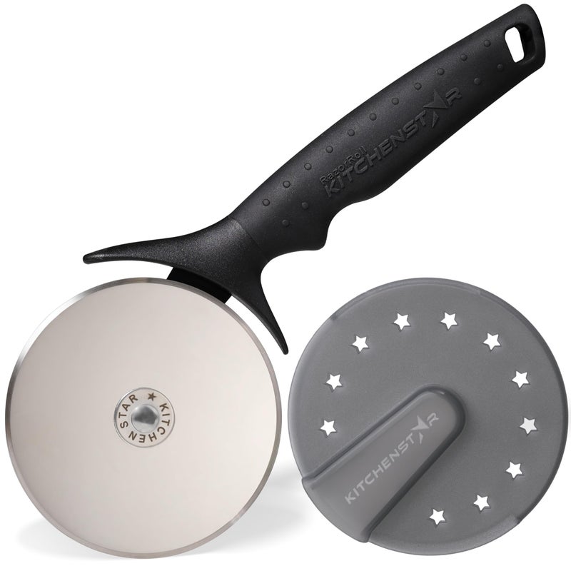 kitchen-star Kitchenstar Pizza Cutter Wheel - 304 Stainless Steel Slicer Knife With Super Sharp Blade  Anti-Wobble Axle Mechanism  Ergonomic Non-Slip Handle & Protective Cover  Dishwasher Safe - Image 1