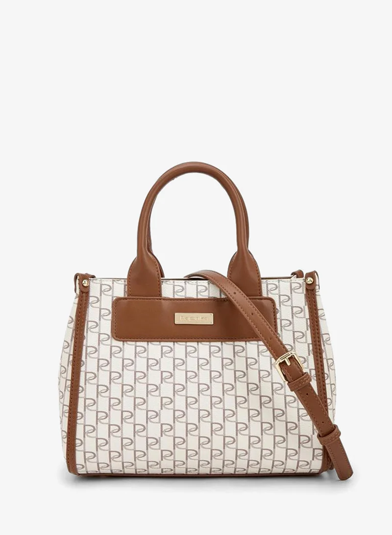 Paprika Monogram Print Tote Bag With Detachable Strap
