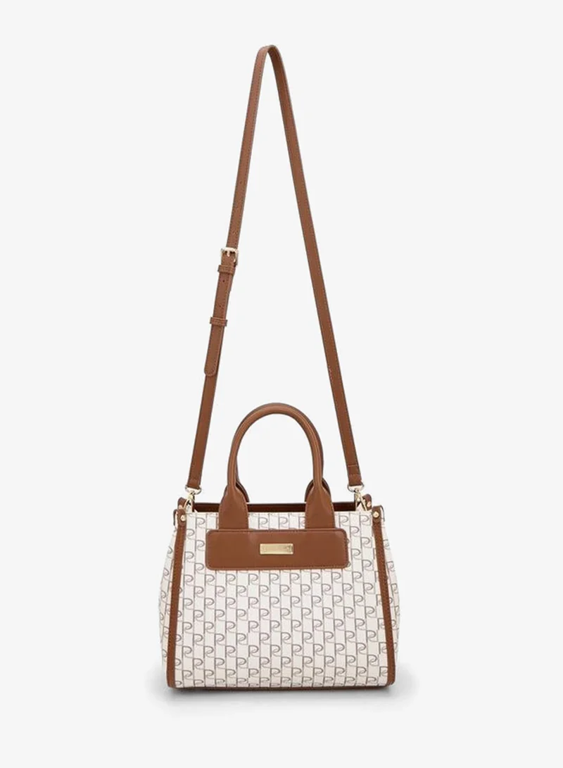 Paprika Monogram Print Tote Bag With Detachable Strap