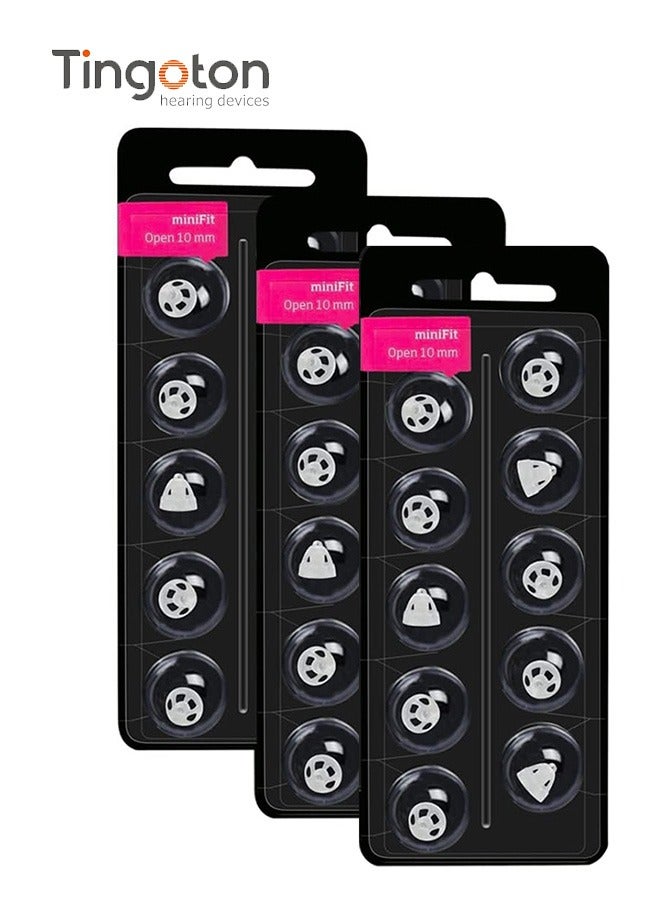 Tingoton Tingoton Hearing Aid Domes for Oticon MiniFit Open Vent Bass Domes: 3 Packs (10mm),Universal Domes for Oticon Hearing Aid Supplies  - Image 1
