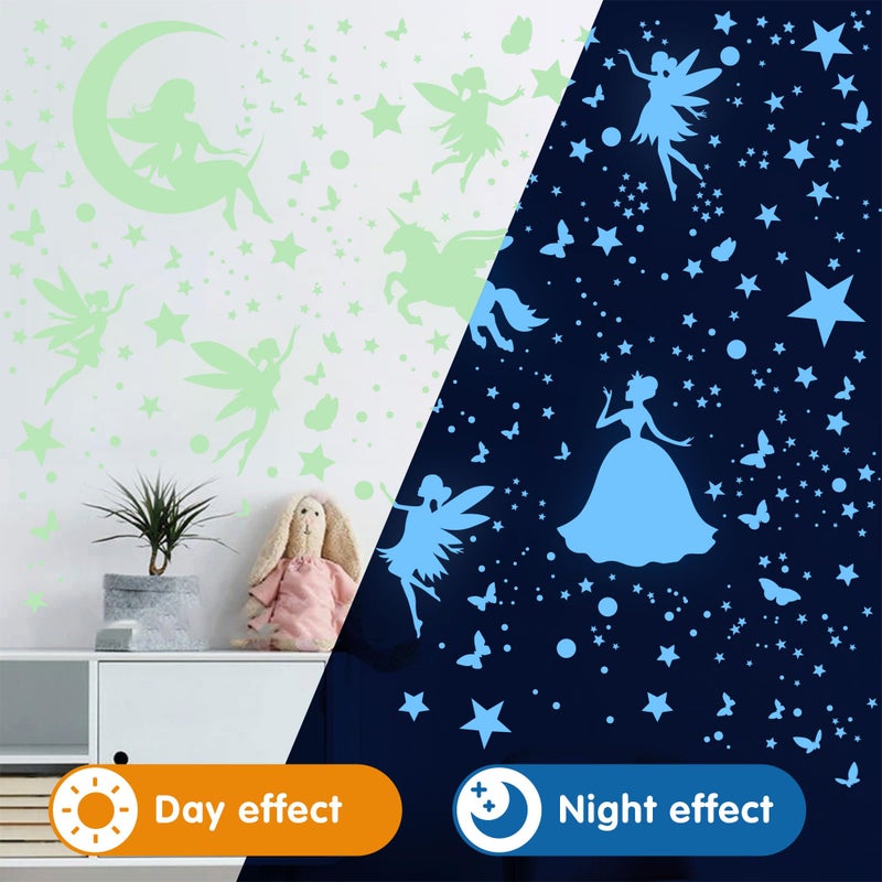 Huimdery Glow in the Dark Stars Unicorn Bedroom Decor for Girls - Fairy Butterfly Wall Decals, Space Galaxy Wall Stickers for Ceiling, Kids Nursery and Living Room Wall Decor - Image 5