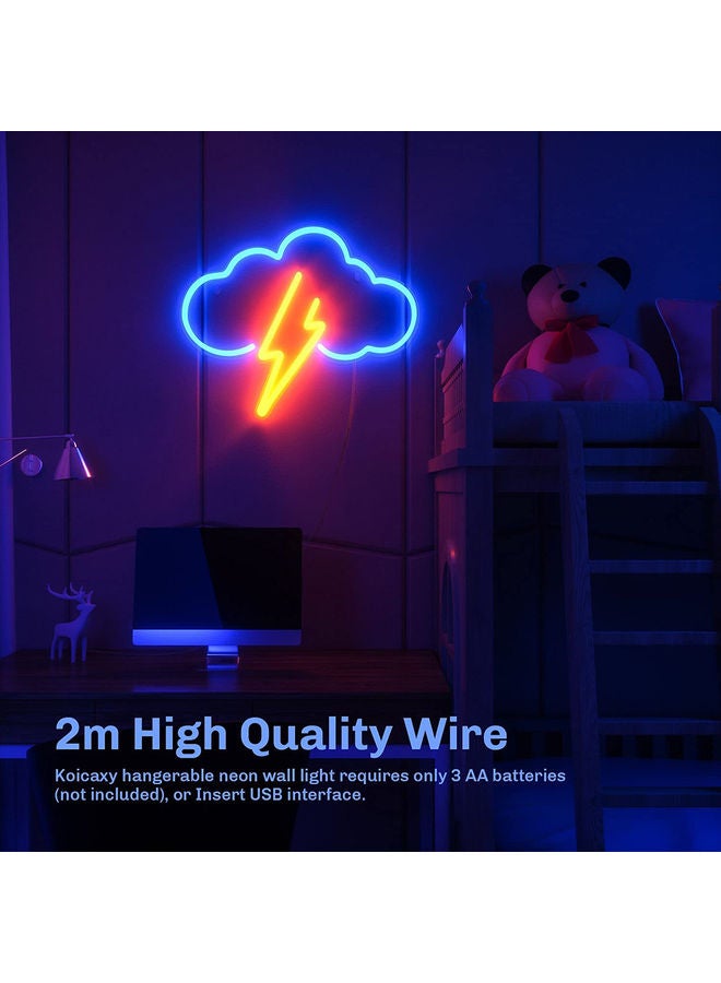 Led Cloud Neon Sign Wall Decor Light Battery Blue/Orange 12.2x13.4inch - Image 4