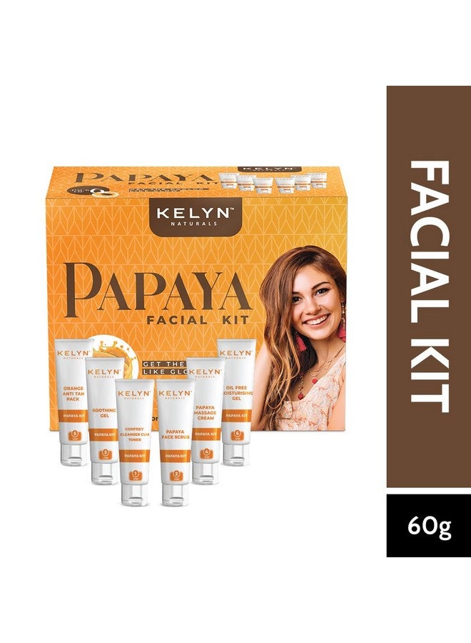 KELYN Papaya Facial Kit for Instant Glow | Keeps Skin Wrinkle & Blemish Free 6 Easy Steps, 60g (Multiple Use) Pack Of 1 - Image 2