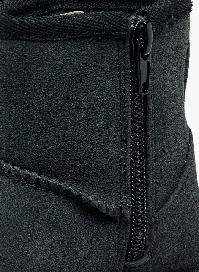 Flora Bella By Shoexpress BLACK Pom Pom Accent Ankle Boots with Zip Closure for Women | Best Price UAE