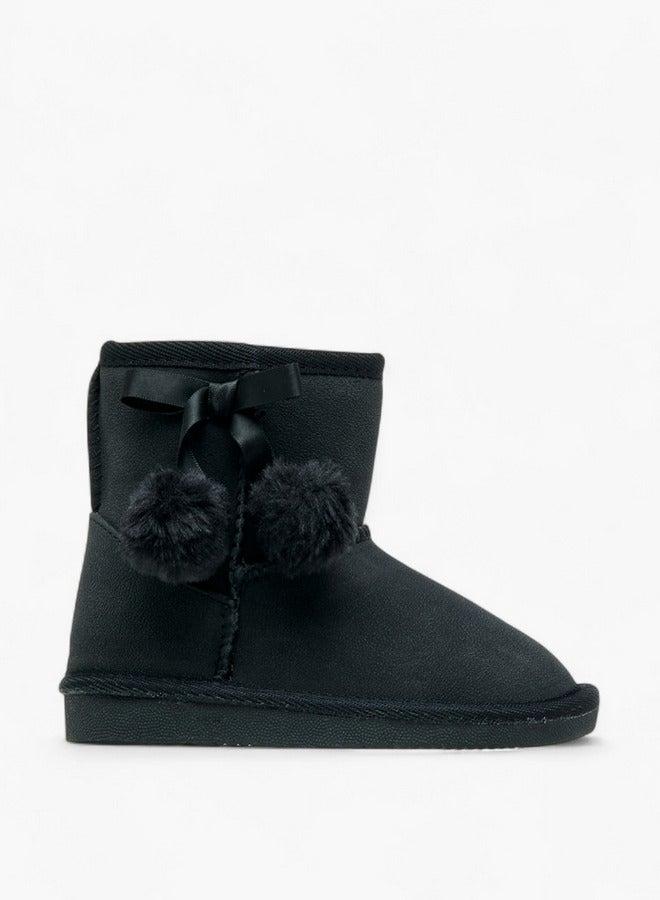 Flora Bella By Shoexpress Pom Pom Accent Ankle Boots with Zip Closure - Image 2