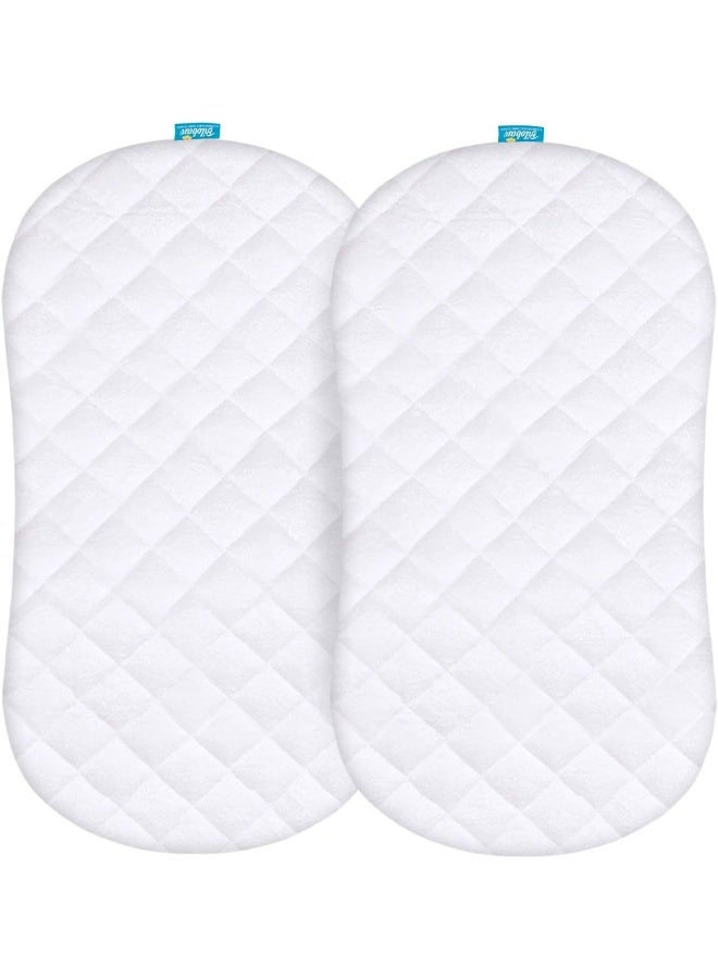 Biloban Bassinet Mattress Pad Cover Compatible With Halo Bassinet Swivel, Glide, Premiere And Luxe Series Sleeper, Waterproof Mattress Protector, 2 Pack, Ultra Soft Bamboo Sleep Surface  - Image 1