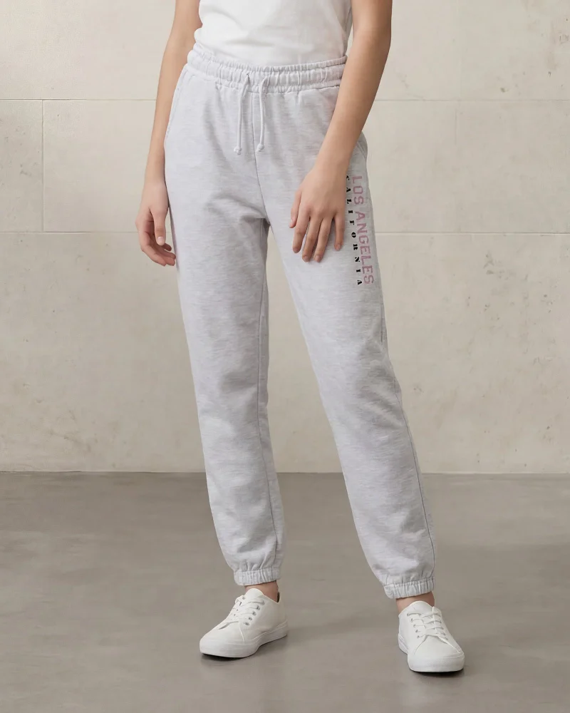 Redtag Senior Girls  Grey Cotton Terry Track Pants