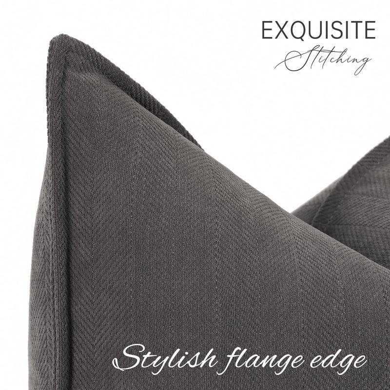 ZWJD Rustic Gray Pillow Covers 24x24 Set of 2 Chenille Throw Pillow Covers with Elegant Design Soft and Luxurious Decorative Throw Pillows for Couch, Bed, and Home Decor - Image 2