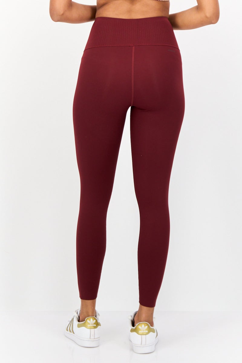 Adidas Women Tight Fit Training Optime Power 7/8 Leggings, Maroon  - Image 3