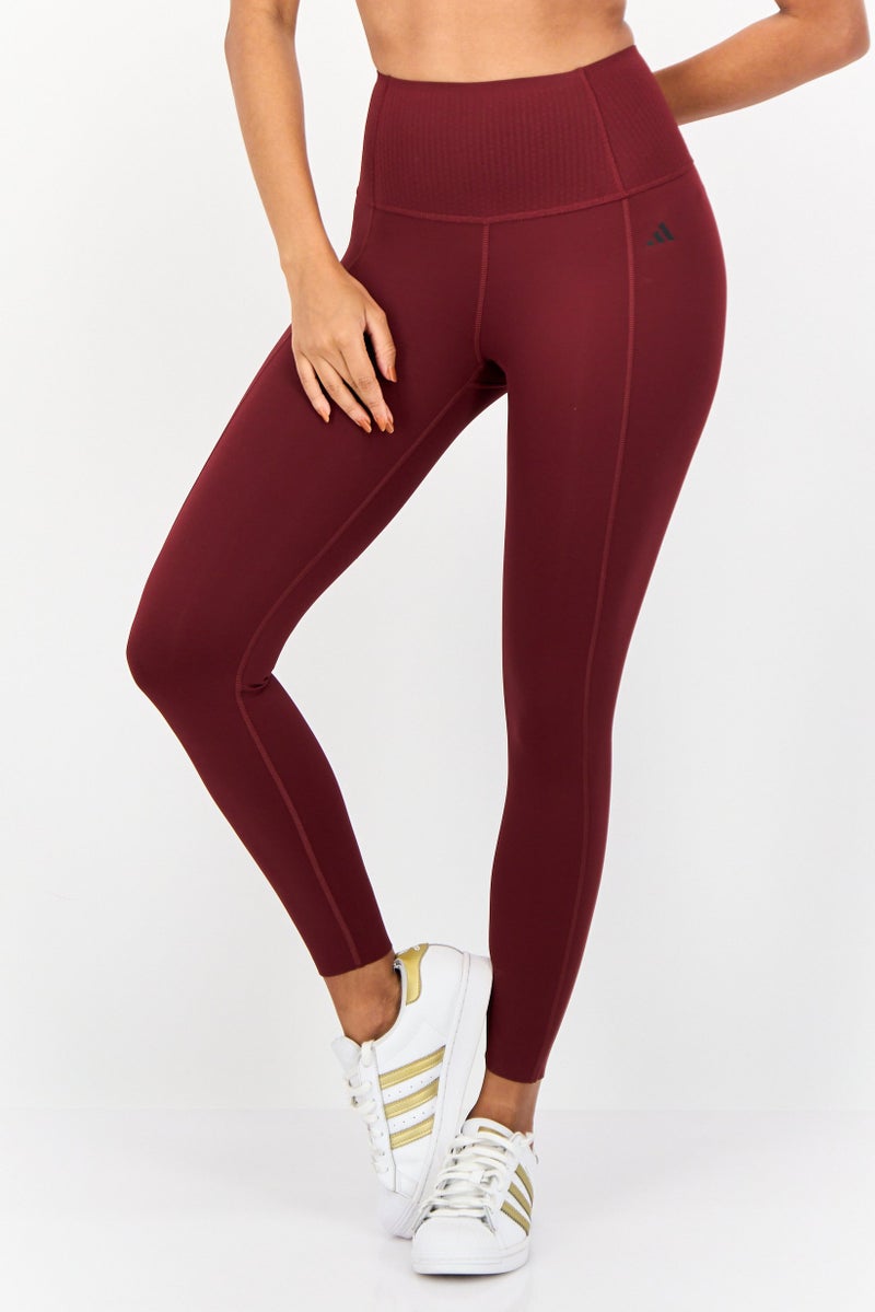 Adidas Women Tight Fit Training Optime Power 7/8 Leggings, Maroon  - Image 1
