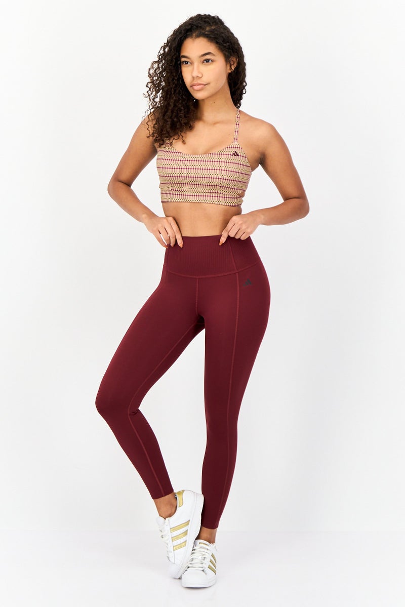Adidas Women Tight Fit Training Optime Power 7/8 Leggings, Maroon  - Image 2