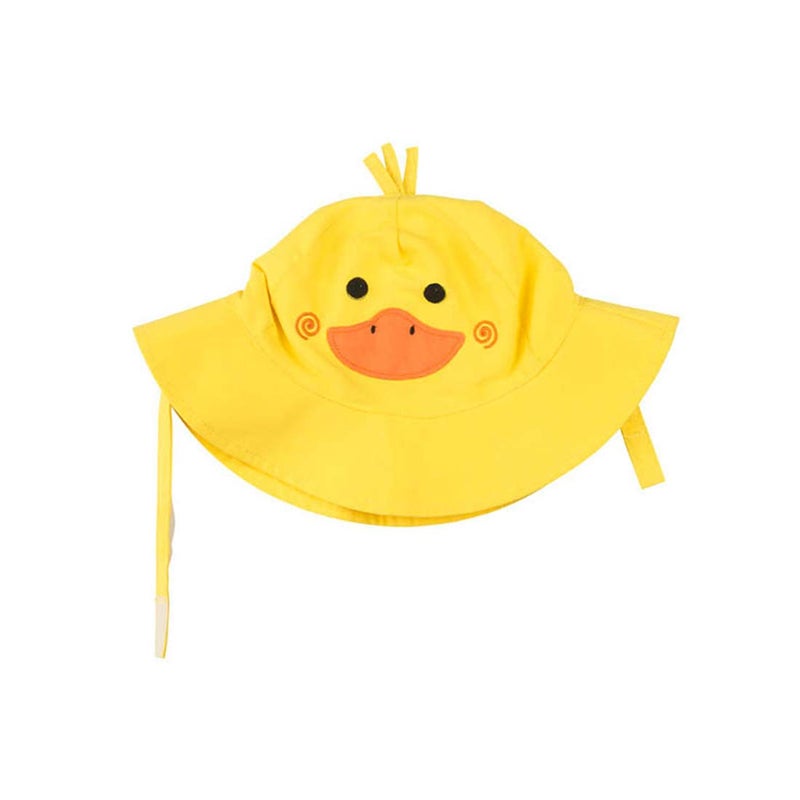ZOOCCHINI Baby & Toddler Sun Hat â€“ UPF 50+ Protection, Lightweight Quick-Drying Microfiber, for Beach, Pool, and Outdoor Fun, Large (12-24 Months), Puddles The Duck - Image 1