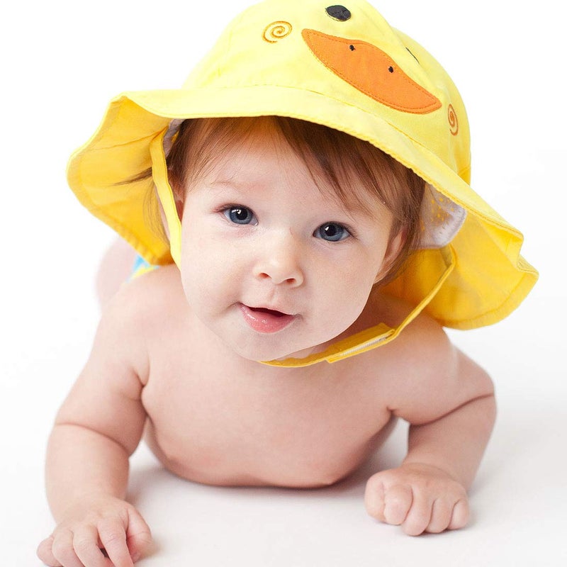 ZOOCCHINI Baby & Toddler Sun Hat â€“ UPF 50+ Protection, Lightweight Quick-Drying Microfiber, for Beach, Pool, and Outdoor Fun, Large (12-24 Months), Puddles The Duck - Image 2