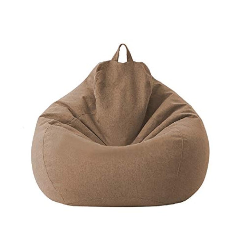 KODENG Large Small Lazy Sofas Cover Chairs Without Filler Linen Cloth Lounger Seat Bean Bag Pouf Puff Couch Tatami Living Room Beanbags BROWEN 70x80cm