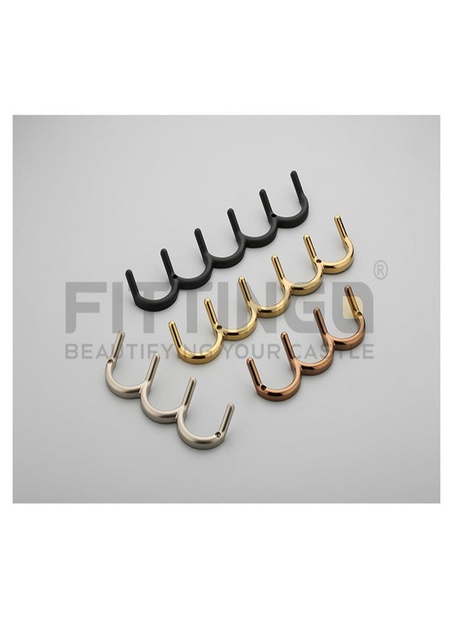 Fittingo Metal Cloth Hooks - Over Door & Wall Mounted Hanger Rack for Clothes, Towels, Keys | Bathroom & Home Organizer Accessories - Pack of 1 (4, PVD Rose Gold) - Image 2