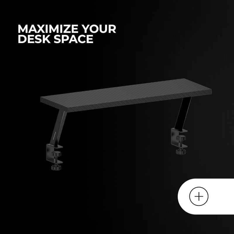 MARS GAMING MARSGAMING MGDS, Monitor Raiser, Increases Monitor by 17 cm, Ergonomic Steel Table Stand, Carbon Fibreboard 60 x 20 cm, Screen Mount for Desks with 10 to 33 mm Thickness, Black - Image 3