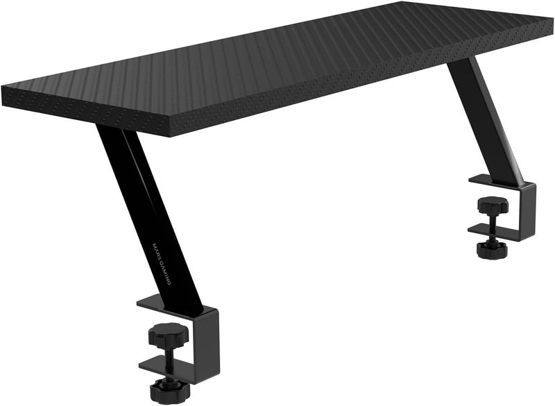 MARS GAMING MARSGAMING MGDS, Monitor Raiser, Increases Monitor by 17 cm, Ergonomic Steel Table Stand, Carbon Fibreboard 60 x 20 cm, Screen Mount for Desks with 10 to 33 mm Thickness, Black - Image 1