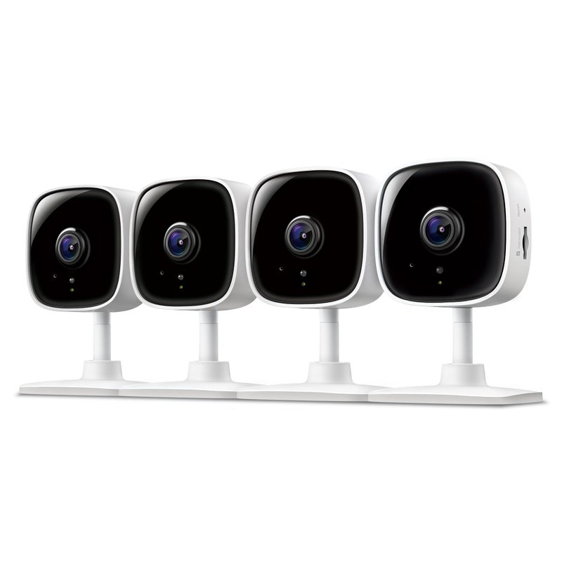 Tapo 1080P Indoor Wired Security Camera - Works as a Baby & Pet Monitor, Motion Detection, 2-Way Audio, Siren, Night Vision, Subscription-Free Local or Optional Cloud, Works with Alexa, C100(4-Pack) - Image 1
