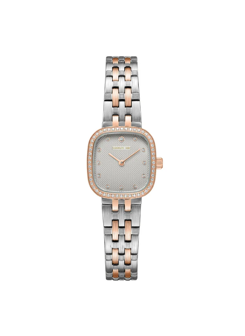 شيروتي 1881 Mira Analog Women's Watch - Grey Mother of Pearl Dial, Crystal Indexes, Two-Tone Bracelet