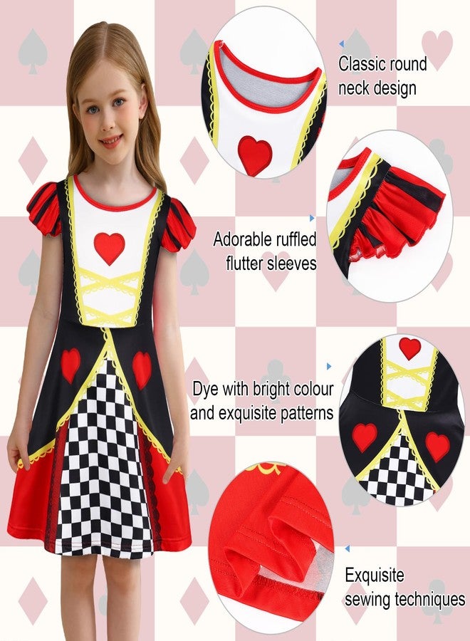 Eledobby Queen Of Hearts Dress for Girls Princess Costume Halloween Outfits Birthday Party Dresses 7-8Years - Image 4