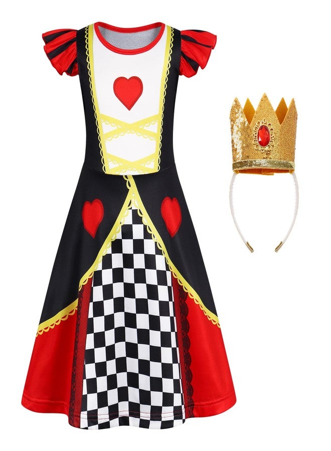 Eledobby Queen Of Hearts Dress for Girls Princess Costume Halloween Outfits Birthday Party Dresses 7-8Years - Image 1