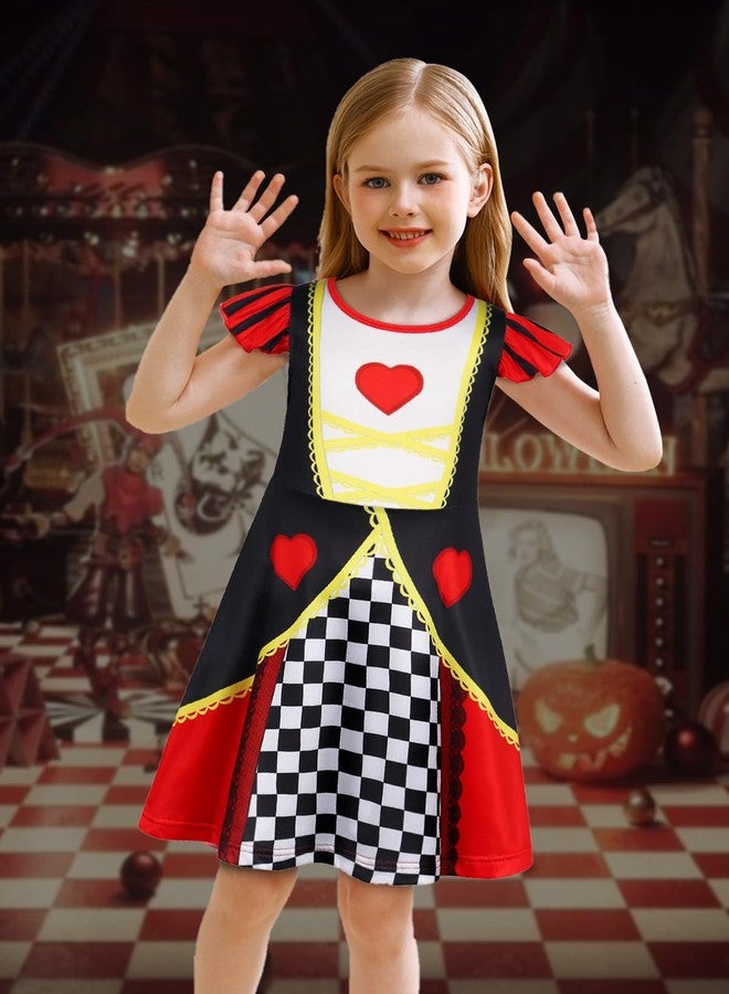 Eledobby Queen Of Hearts Dress for Girls Princess Costume Halloween Outfits Birthday Party Dresses 7-8Years - Image 2