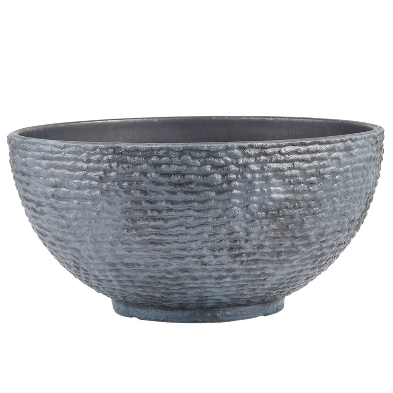 Sungmor Large Garden Bowl Planter Water Plant Pot, Miniature Landscaping Succulent Planter, 15.6 Inch Marble Texture Water Lily Pots, Small Fountain Base Mini Fish Pond Bird Bath - Image 3