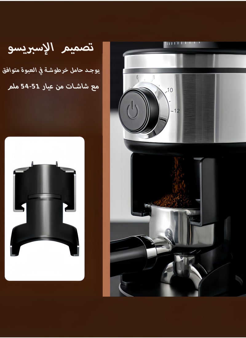 تانجبلب مطحنة قهوة كهربائية مخروطية الشكل مع 30 اعداد طحن قابل للتعديل لـ 2-12 كوب، فضي واسود  - Image 4