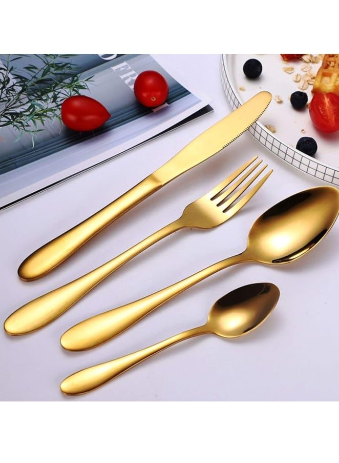 Arshia Premium Stainless Steel Cutlery Sets 50pcs matte gold - Image 2