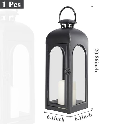 Bdor 20 Inches Metal and Stainless Steel Glass Decorative Lantern with Electronic Wax Effect - Indoor/Outdoor Decorative Lighting, Handcrafted Aesthetic, Perfect for Home, Parties, and Holiday Decor - Image 2