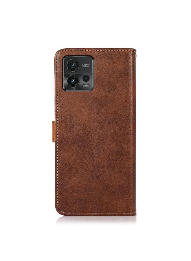 اس-توب جراب لهاتف موتورولا موتو جي 72 من خزنة، جراب هاتف قابل للطي من جلد البقر ثنائي اللون - Image 3