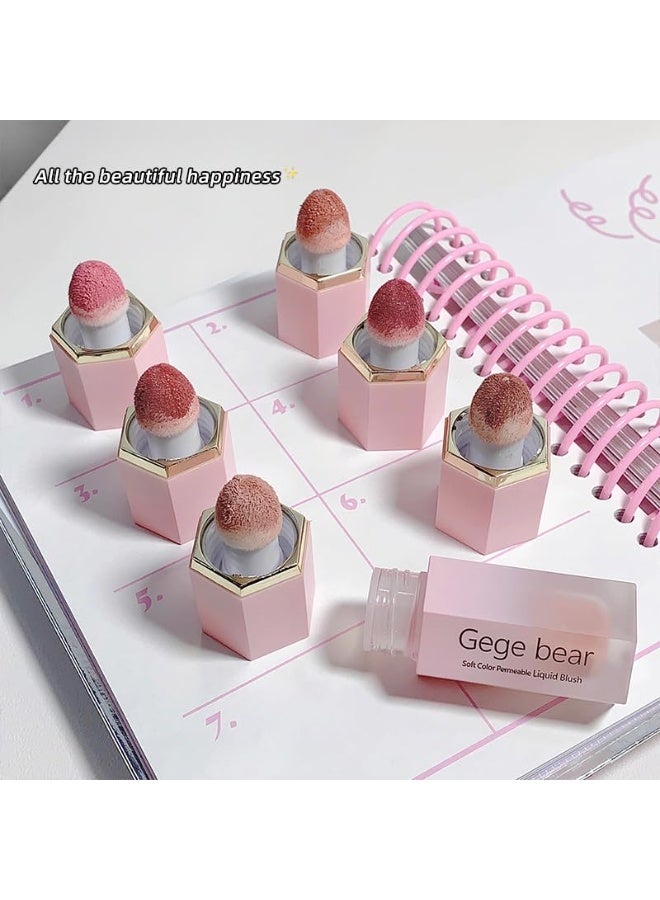 Gege Bear Soft Matte Liquid Blush | Natural Looking Tint with Skin-Adaptive Pigments | Long-Lasting Colour for Lips & Cheeks | Iconic Packaging with Precision Applicator | Lightweight, Breathable & Moisturizing Blush Formula | 6 Shades for Every Skin Tone (03# Chocolate, 7g) - Image 4