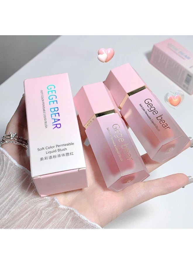 Gege Bear Soft Matte Liquid Blush | Natural Looking Tint with Skin-Adaptive Pigments | Long-Lasting Colour for Lips & Cheeks | Iconic Packaging with Precision Applicator | Lightweight, Breathable & Moisturizing Blush Formula | 6 Shades for Every Skin Tone (03# Chocolate, 7g) - Image 1