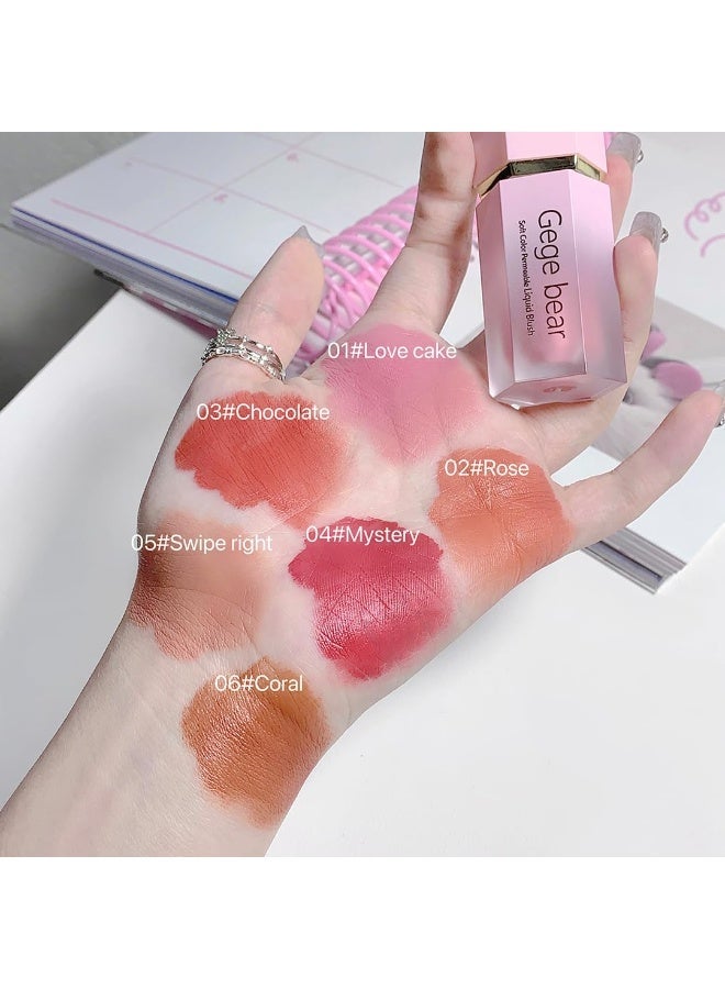 Gege Bear Soft Matte Liquid Blush | Natural Looking Tint with Skin-Adaptive Pigments | Long-Lasting Colour for Lips & Cheeks | Iconic Packaging with Precision Applicator | Lightweight, Breathable & Moisturizing Blush Formula | 6 Shades for Every Skin Tone (03# Chocolate, 7g) - Image 3