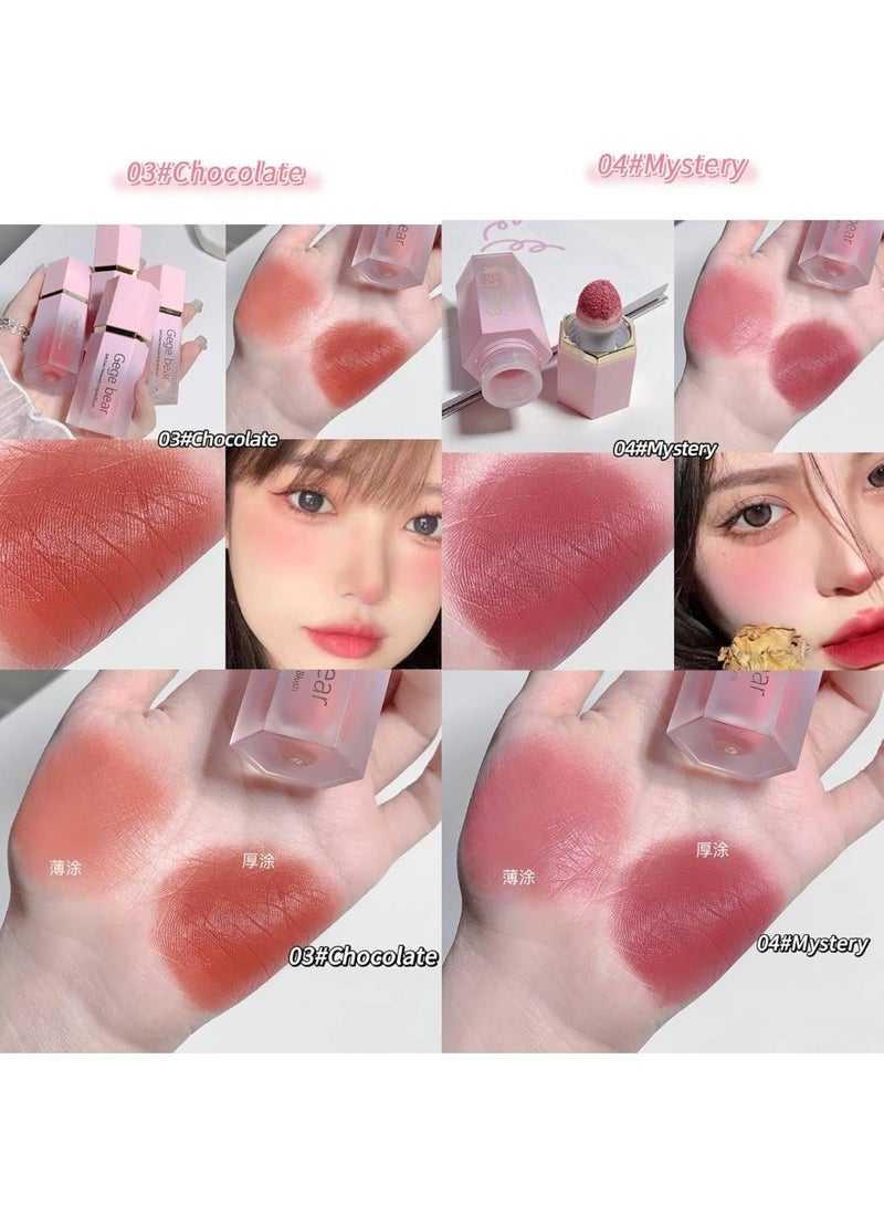 Gege Bear Soft Matte Liquid Blush | Natural Looking Tint with Skin-Adaptive Pigments | Long-Lasting Colour for Lips & Cheeks | Iconic Packaging with Precision Applicator | Lightweight, Breathable & Moisturizing Blush Formula | 6 Shades for Every Skin Tone (03# Chocolate, 7g) - Image 2