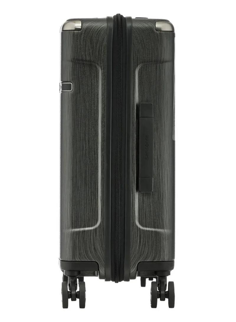 سامسونايت Evoa Suitcase Cabin Size 55 cm / 20 inch, 4 Spinner Wheels, Polycarbonate, Brushed Black|Aero-Trac Suspension Wheels|TSA Lock|Divider Pad|Anti-Theft Secuirty Zipper - 10 Years International Warranty