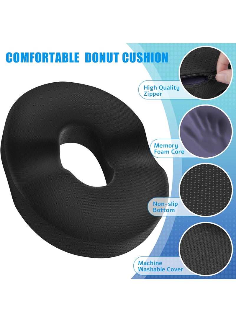 Donut Pillow Seat Cushion,Donut Chair Cushions for Postpartum Pregnancy & Hemorrhoids,Tailbone Pain Relief Cushion,Memory Foam Seat Cushions for Office&Home Chairs (Black) - Image 5