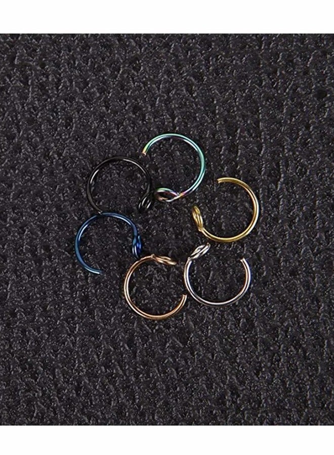 6 قطع غير خارقة وهمية ثقب الوجه الأنف الدائري الطوق ، الأنف ثقب الطوق الفولاذ المقاوم للصدأ غير ثقب حلقات الأنف هوب مجوهرات للنساء الرجال مجوهرات الجسم ، هدية للنساء الفتيات في سن المراهقة الرجال - Image 5