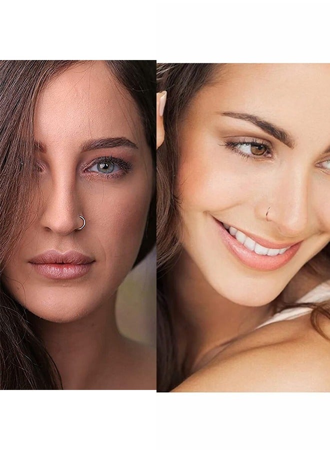 6 قطع غير خارقة وهمية ثقب الوجه الأنف الدائري الطوق ، الأنف ثقب الطوق الفولاذ المقاوم للصدأ غير ثقب حلقات الأنف هوب مجوهرات للنساء الرجال مجوهرات الجسم ، هدية للنساء الفتيات في سن المراهقة الرجال - Image 4