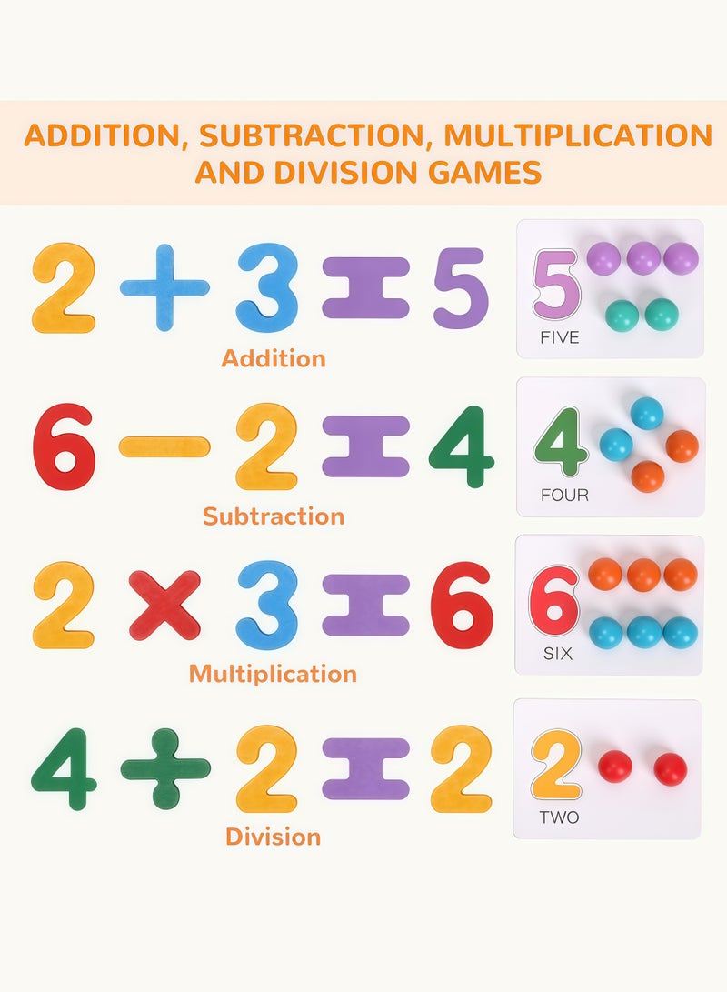 Wryer Montessori Arithmetic Math Toy Set, Beads, Chopsticks & Spoons, Silicone Digital Learning with Beads, Number Crunching Clip Bead Matching, Montessori Math Beads Counting Toy - Image 2