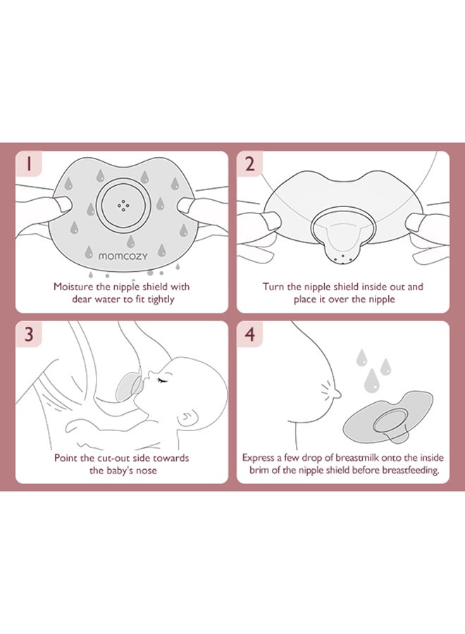 مام كوزي واقيات حلمة ملامسة من السيليكون مقاس 24 مم مع حقيبة حمل - رفيعة للغاية - سيليكون صالح للطعام - Image 5