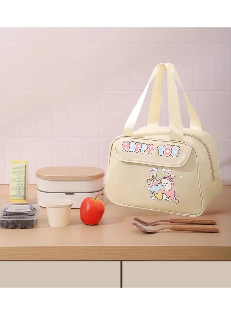 موبكوس حقيبة غداء معزولة كبيرة السعة من Happy Too، مقاومة للماء والبقع، مع خاصية الاحتفاظ بدرجة الحرارة المتقدمة للمكتب والمدرسة، مصنوعة من البوليستر طويل الأمد لحفظ الطعام الطازج والحساء، لون بيج
