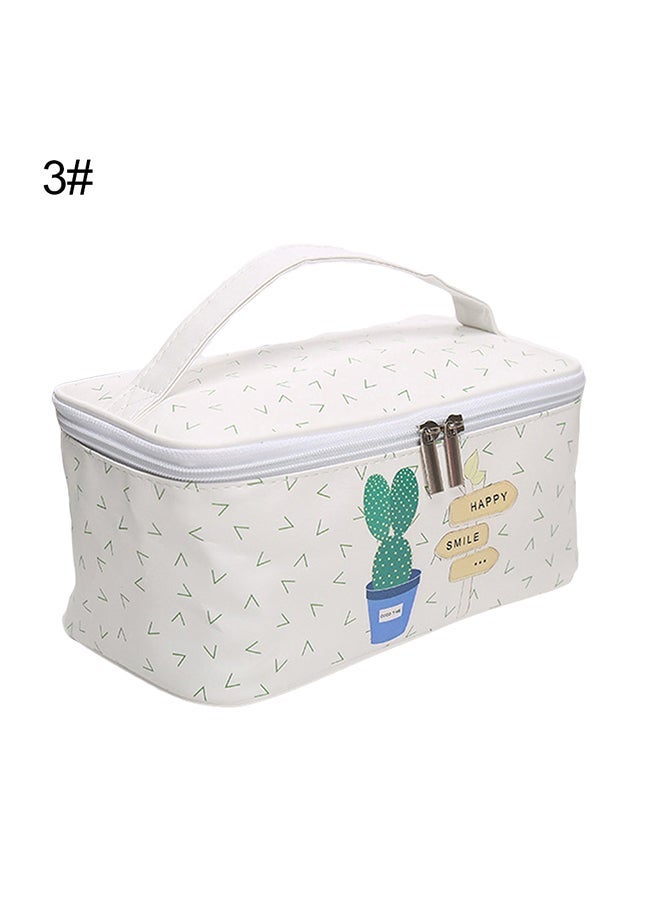 NIBEMINENT Cactus Printed Cosmetic Bag White/Green/Blue